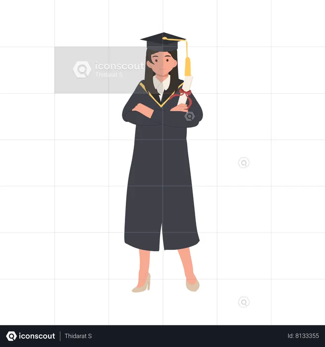 Graduado seguro con toga y birrete  Ilustración