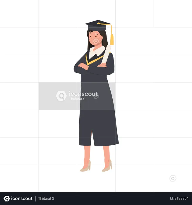 Graduado seguro con toga y birrete  Ilustración