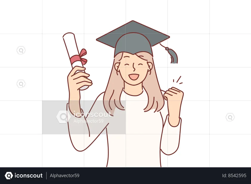 Graduate girl Hold certificate  Illustration