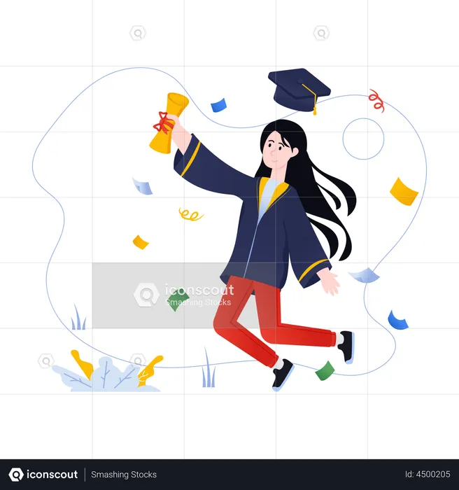 Graduate Girl Student  Illustration