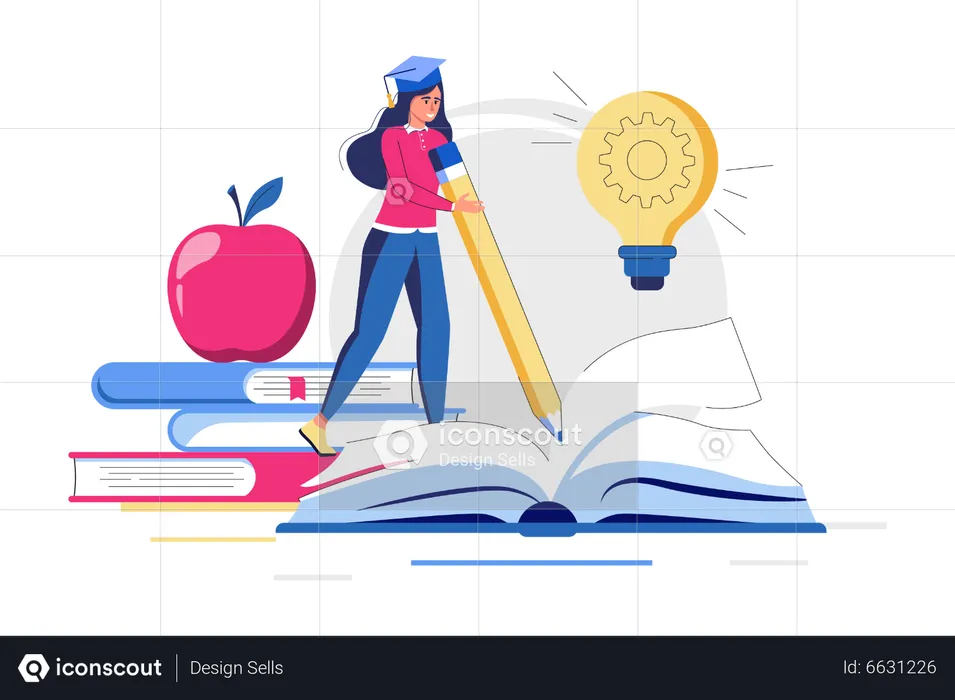 Graduate Girl with book  Illustration