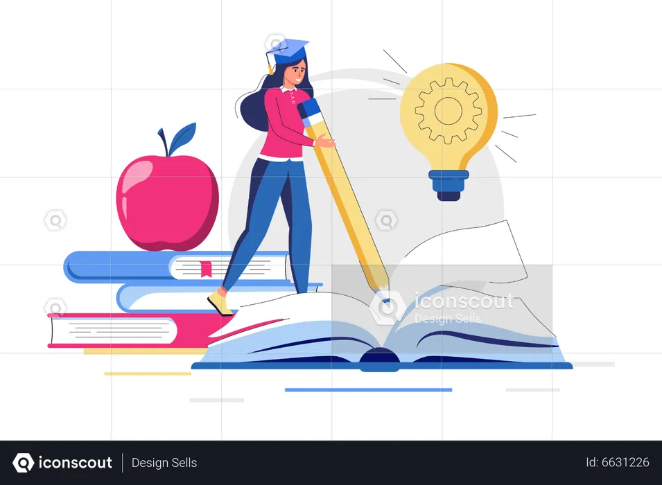 Graduate Girl with book  Illustration