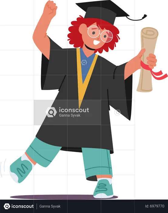 Graduate kid celebrates academic achievement  Illustration