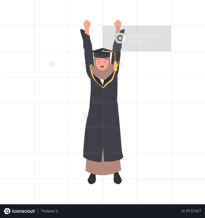 Graduate muslim girl celebrating graduation cerenomy  Illustration