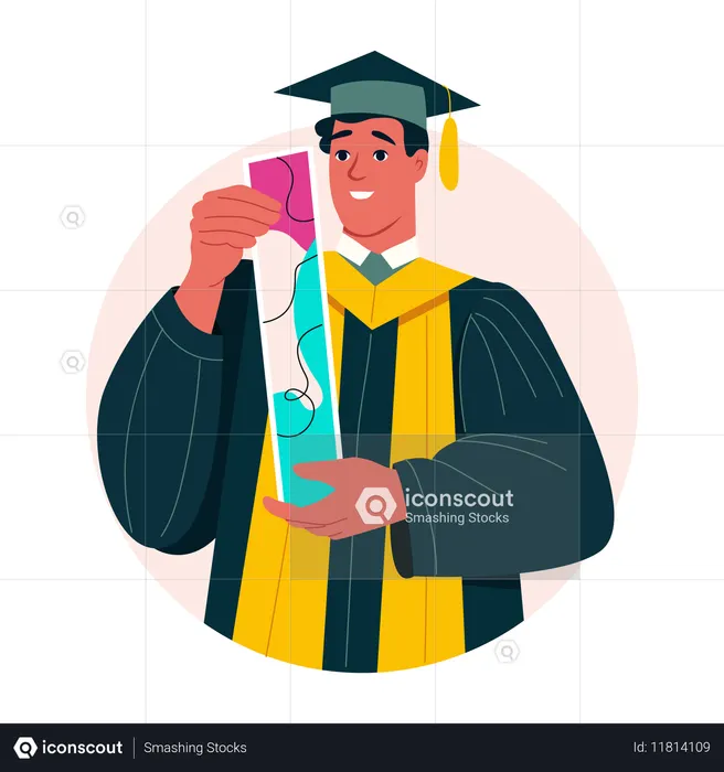 졸업을 축하하는 대학원생  일러스트레이션