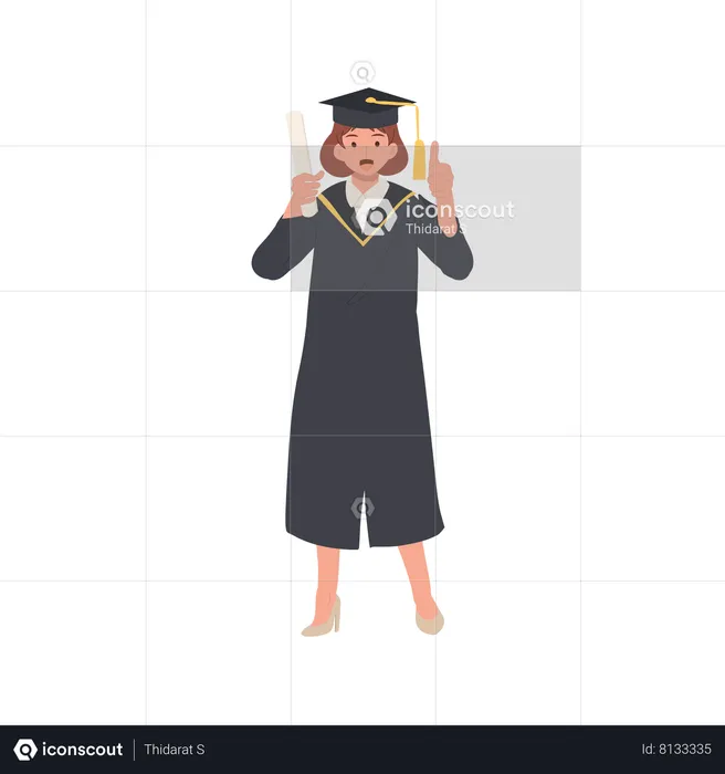 Graduate Woman Celebrating Success  Illustration