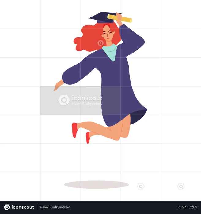 Graduated girl jumping  Illustration