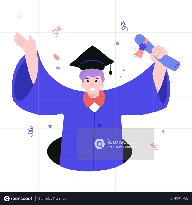 Graduated male student with Diploma  Illustration