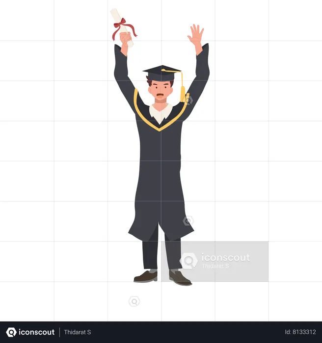 Graduating Student Celebrating Success in Education  Illustration