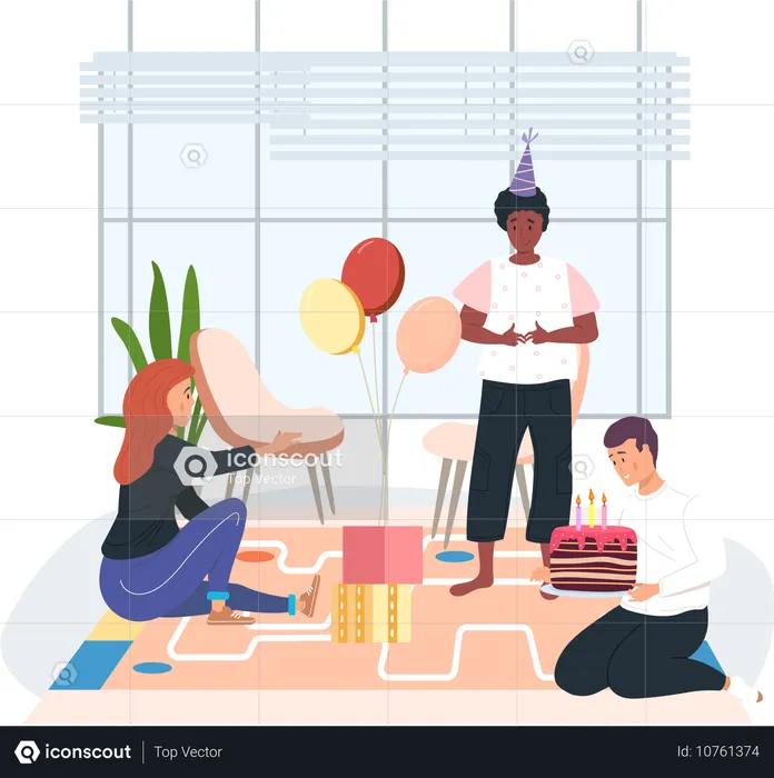 Graduation party to all employees  Illustration