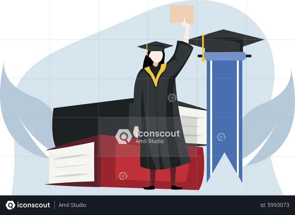 Graduation Student holding certificate  Illustration