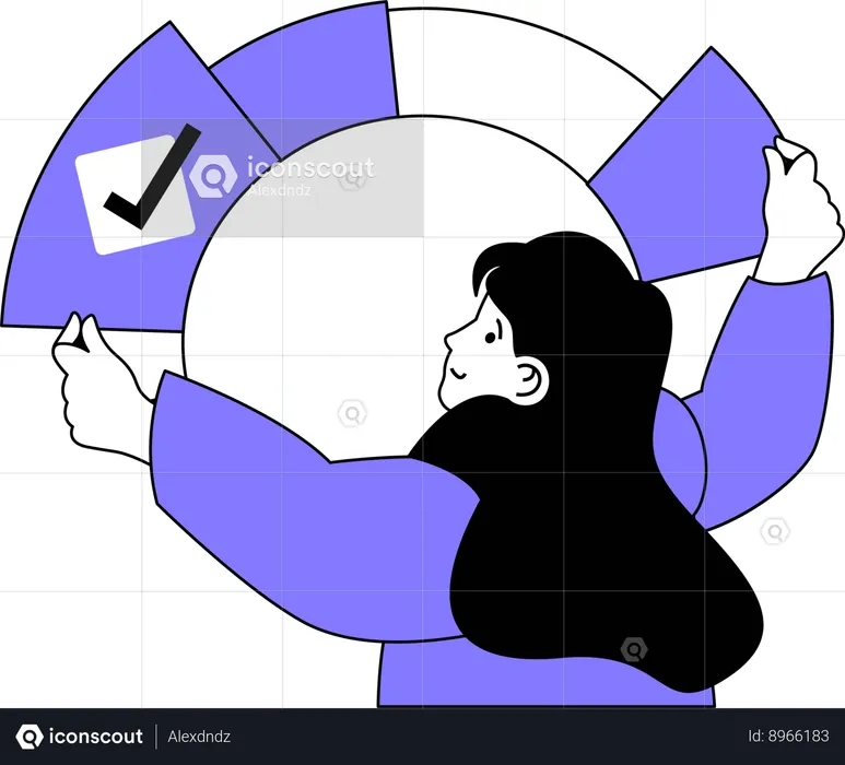 Garota fazendo gráfico de análise de negócios  Ilustração