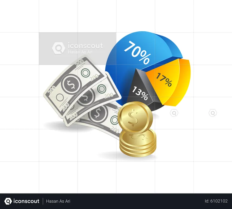 Dinero del gráfico circular  Ilustración