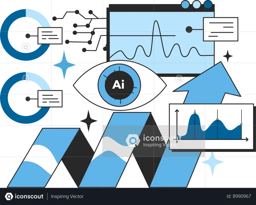 Análise de IA e gráfico de crescimento  Ilustração