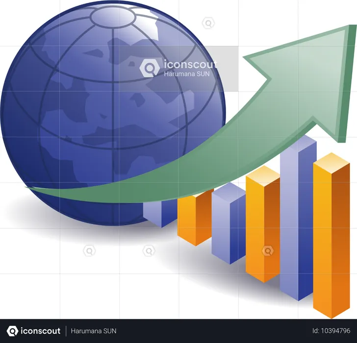 Gráfico de barras de desarrollo empresarial mundial  Ilustración