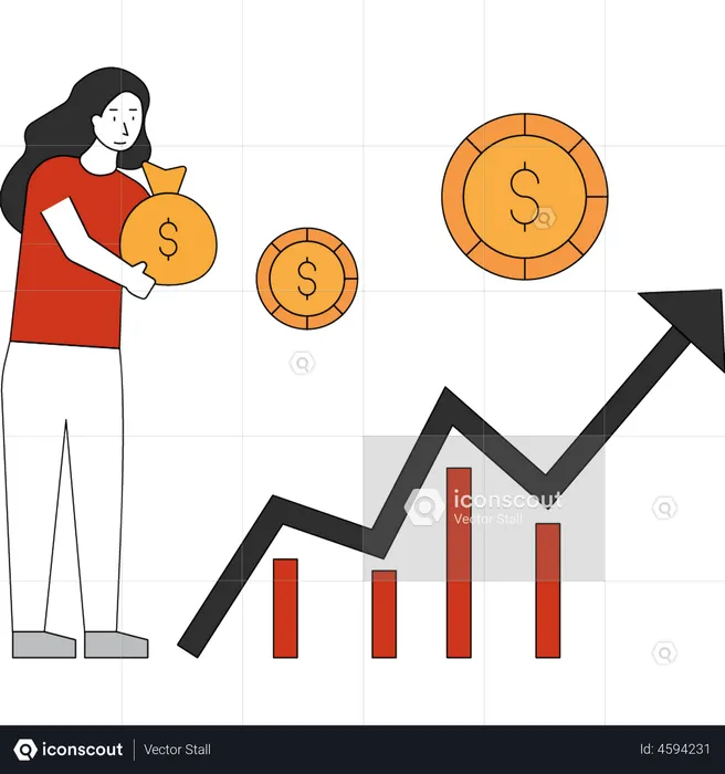 Gráfico de crecimiento de la inversión  Ilustración