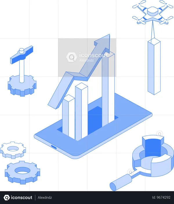 Gráfico de crecimiento empresarial  Ilustración