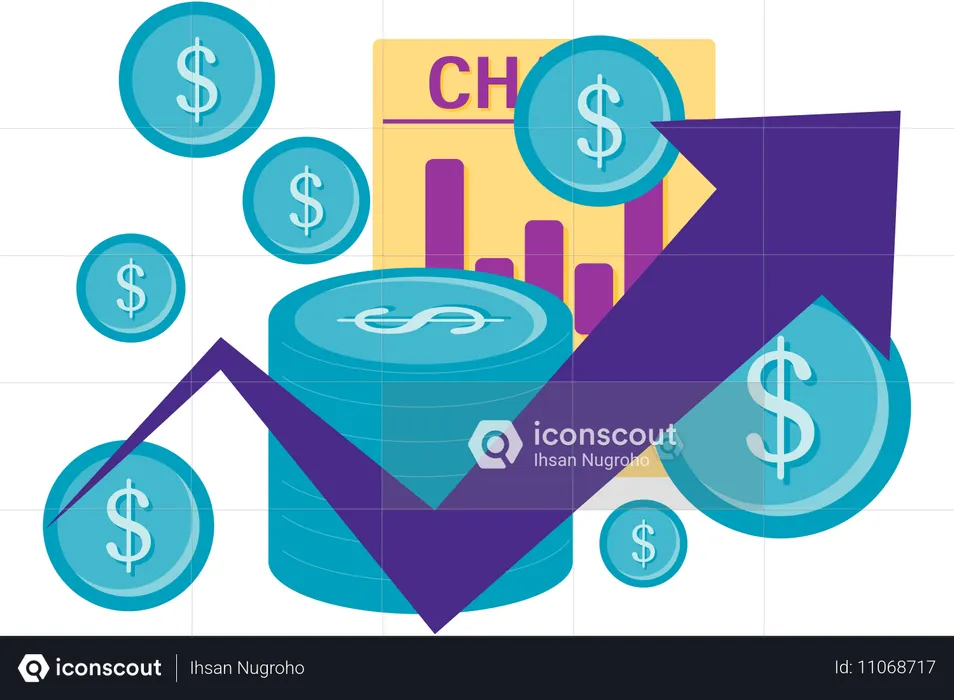 Gráfico de crescimento das finanças empresariais  Ilustração