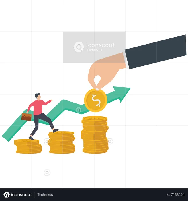 Lucro de juros compostos com gráfico de negócios crescente  Ilustração