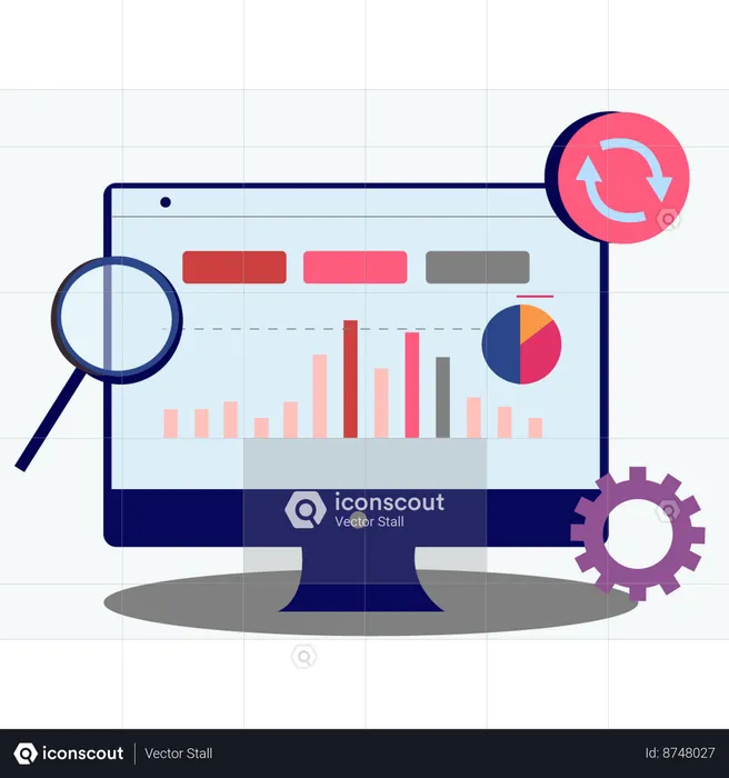 O gráfico está sendo exibido no monitor  Ilustração