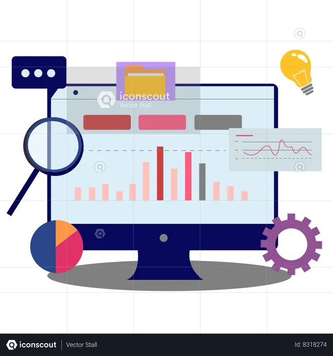 Gráfico no monitor  Ilustração