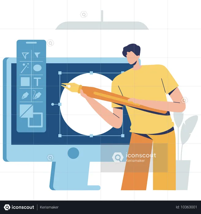 Grafikdesigner arbeitet an Website  Illustration