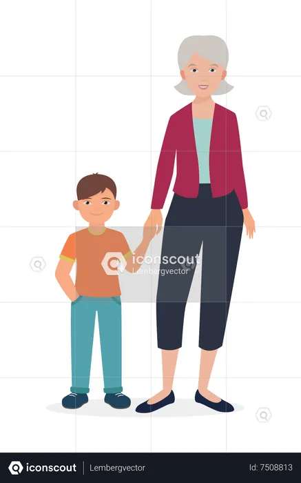 Grand-mère et fils  Illustration