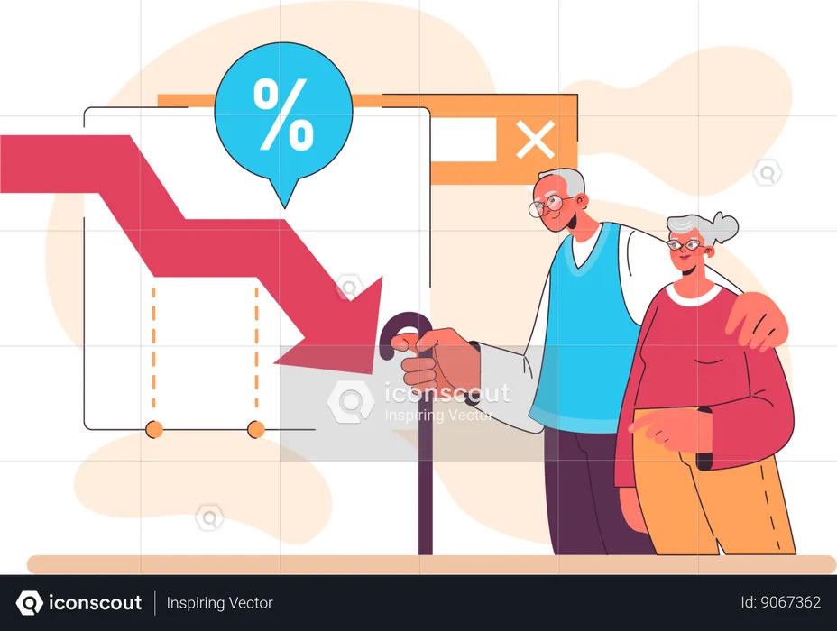 Grand parents looking birth control chart  Illustration