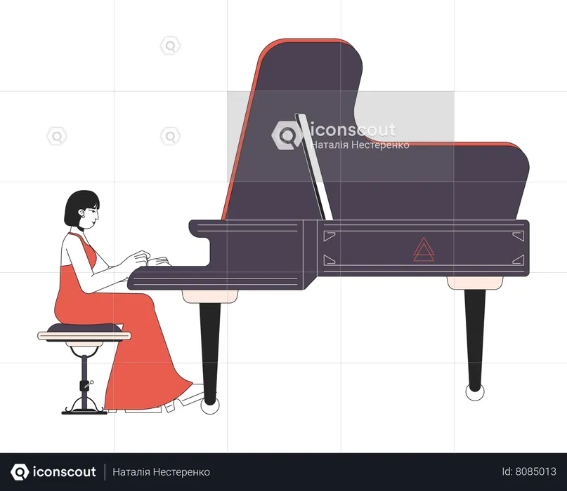 Grand piano player female  Illustration