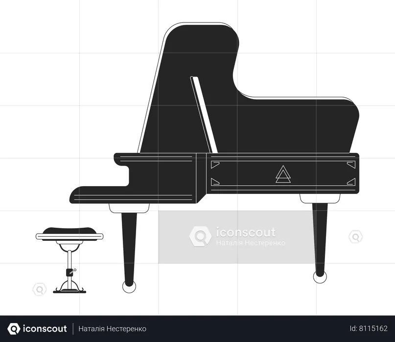 Grand piano with bench  Illustration