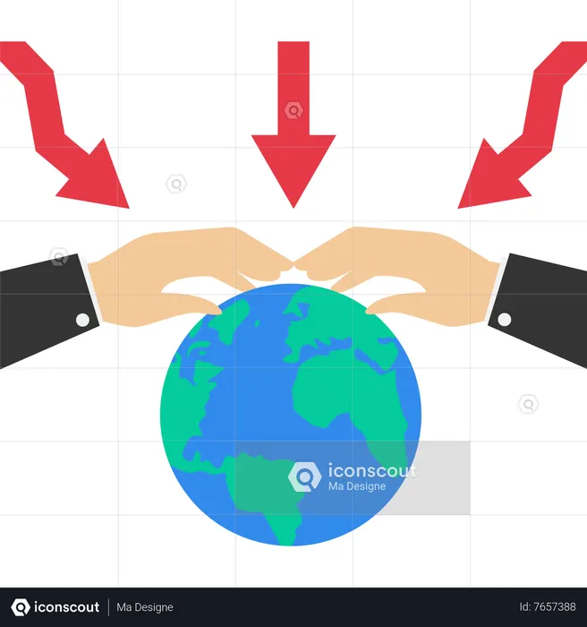 Grande main protégeant la planète Terre des effets de la récession mondiale  Illustration