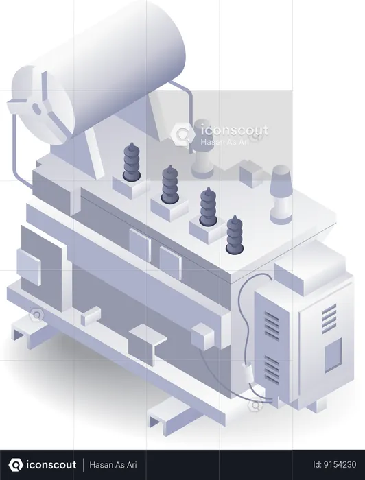 Distribuição Elétrica de Grande Transformador  Ilustração