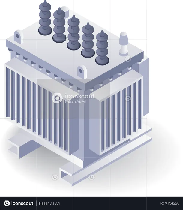 Grande transformador elétrico plano  Ilustração