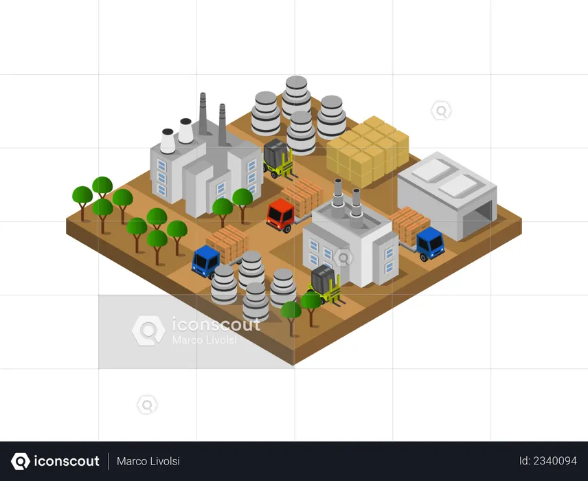 Grande usine industrielle  Illustration