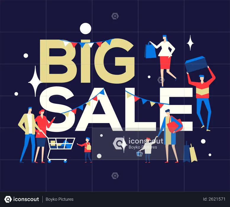Grande venda de compras  Ilustração