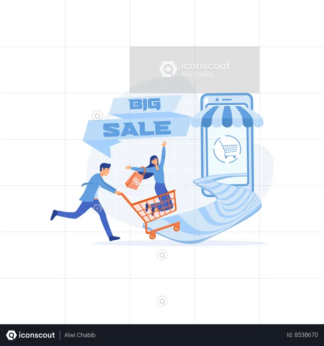 Compras em grande promoção  Ilustração