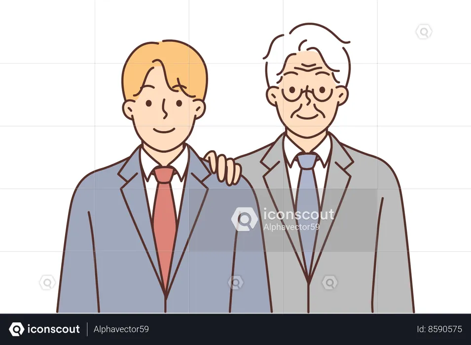 Grandfather and grand son bond  Illustration