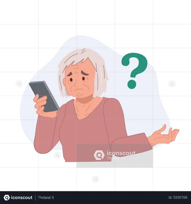 Grandma have problems with cell phones  Illustration