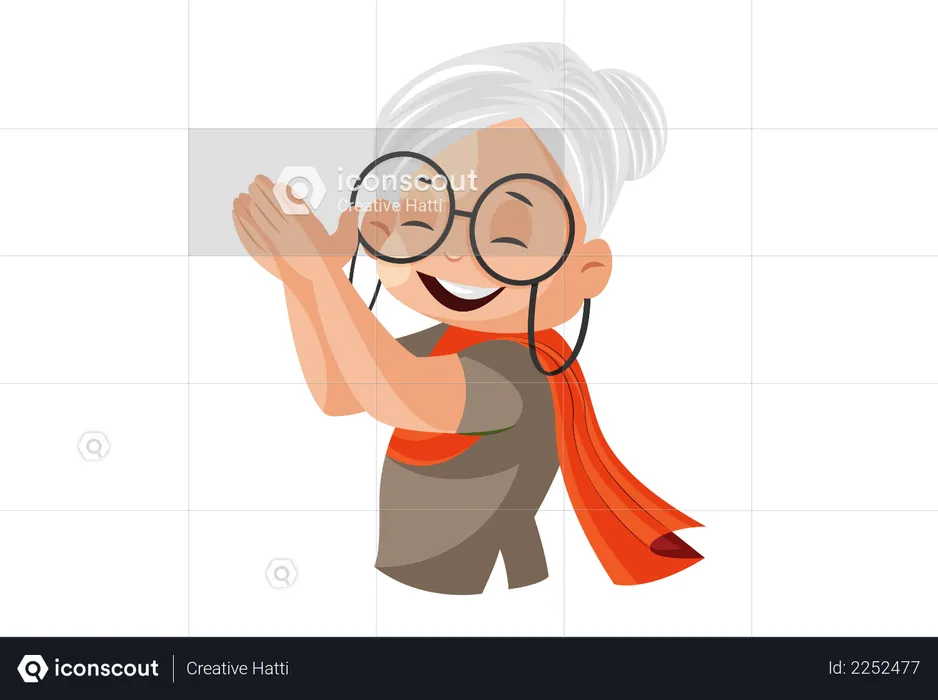 Grandmother is clapping  Illustration