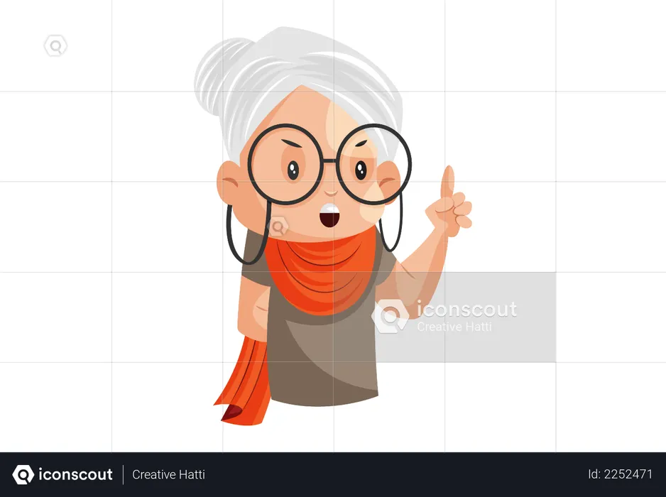 Grandmother is pointing the finger  Illustration