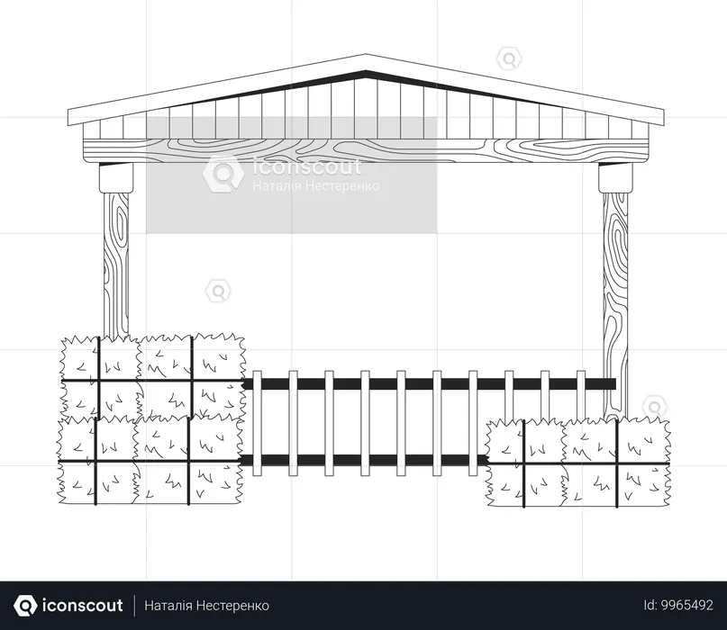 Grange pour bétail à la ferme  Illustration