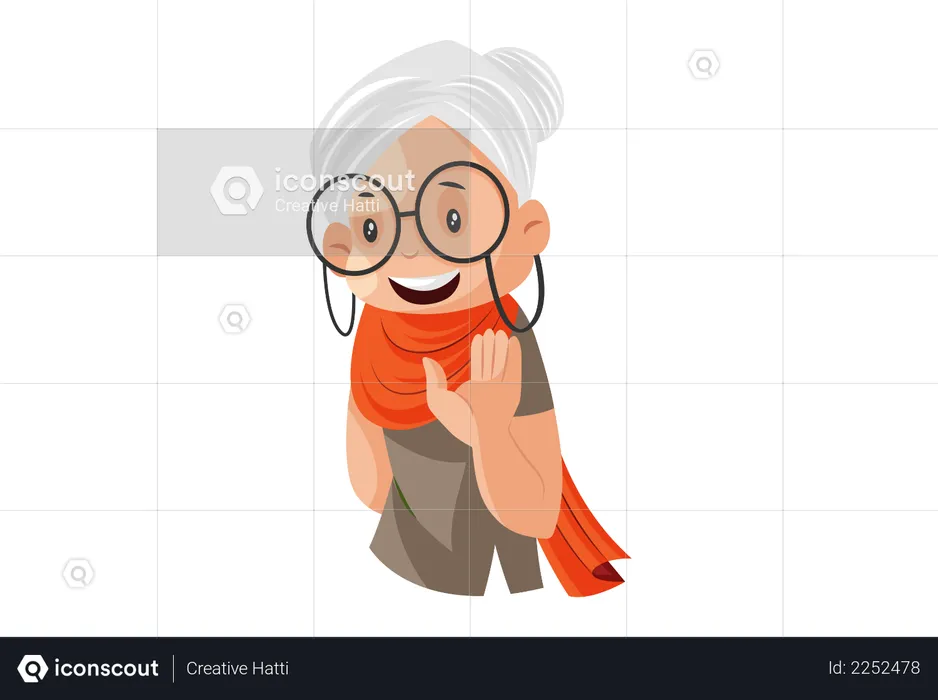 Granny saying hello  Illustration