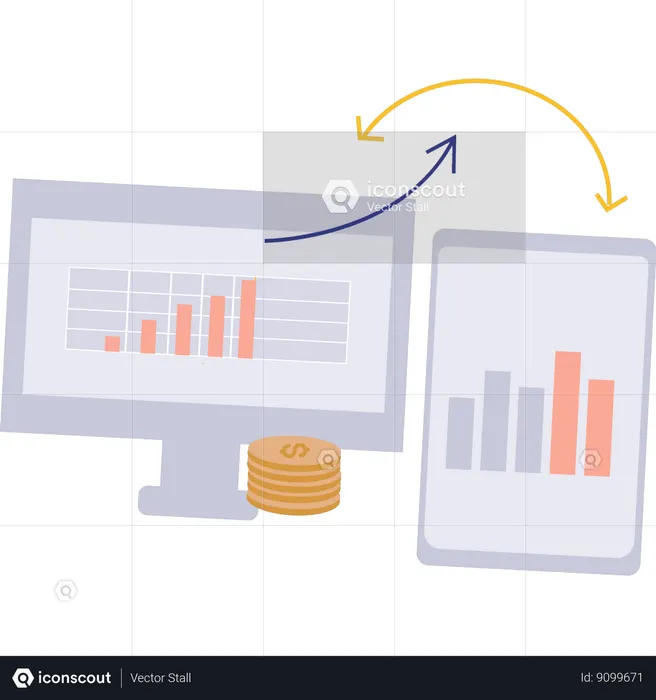 Graph being shared from mobile via monitor  Illustration