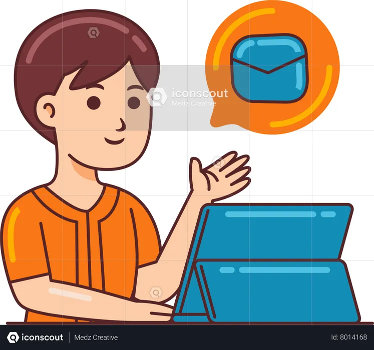 Graphic designer checking mail  Illustration