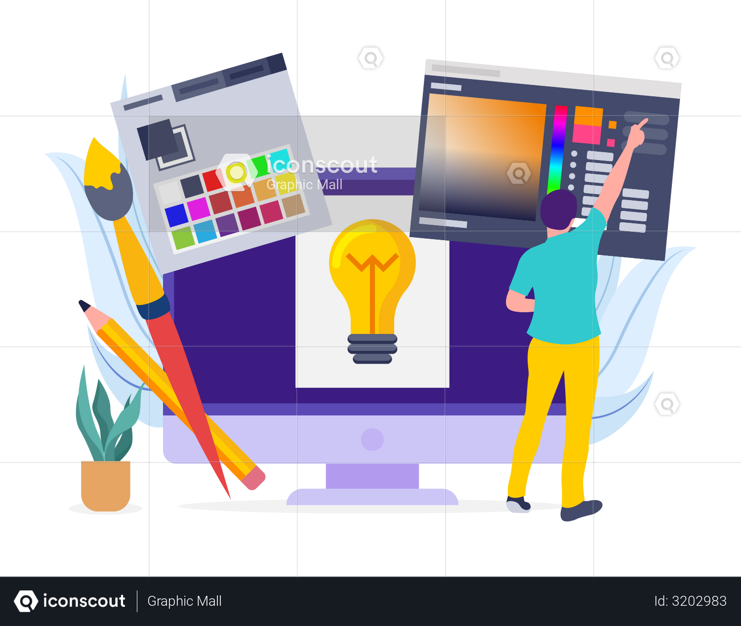 Best Premium Graphic Designer Working On Web Layout Illustration ...