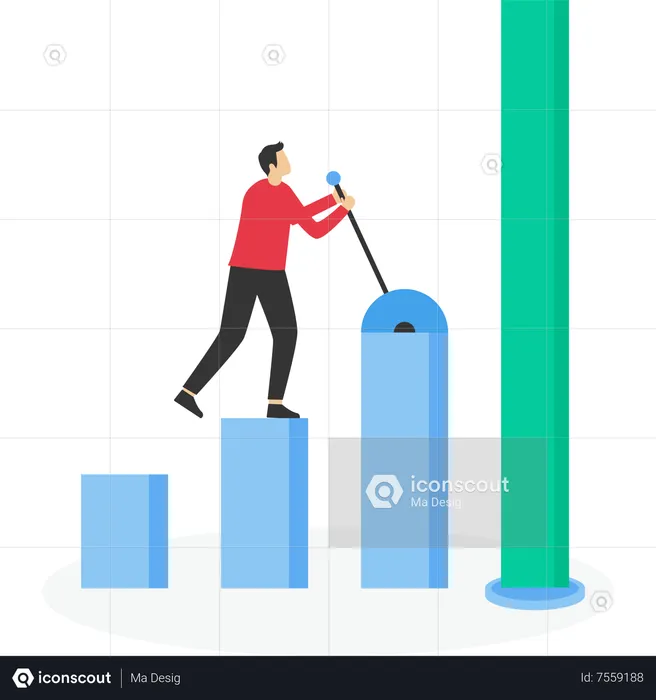 Diagramme d'affaires en pleine croissance  Illustration