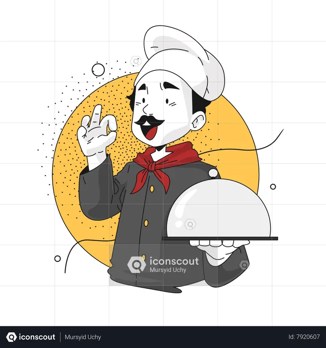 Great chef producing delicious food  Illustration