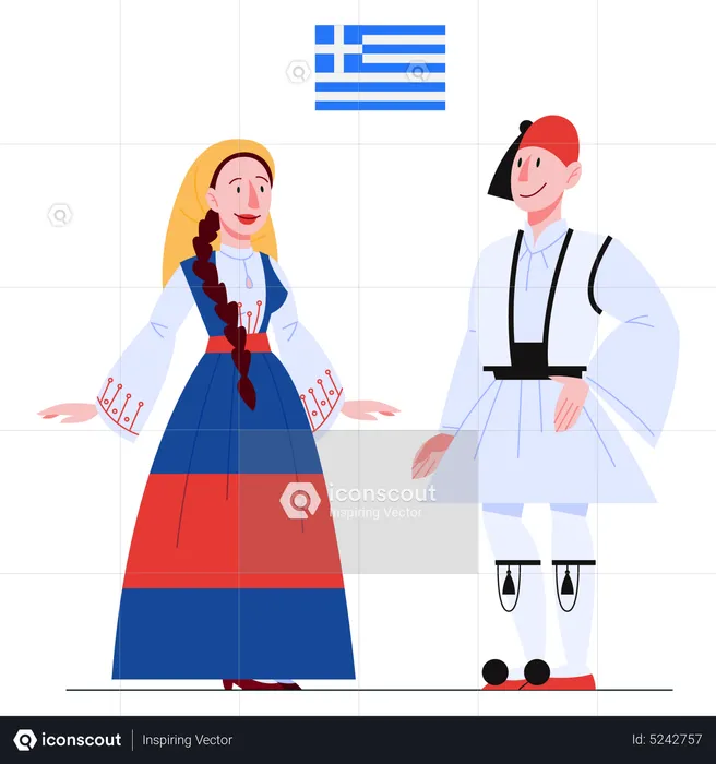 Greece citizen in national costume  Illustration