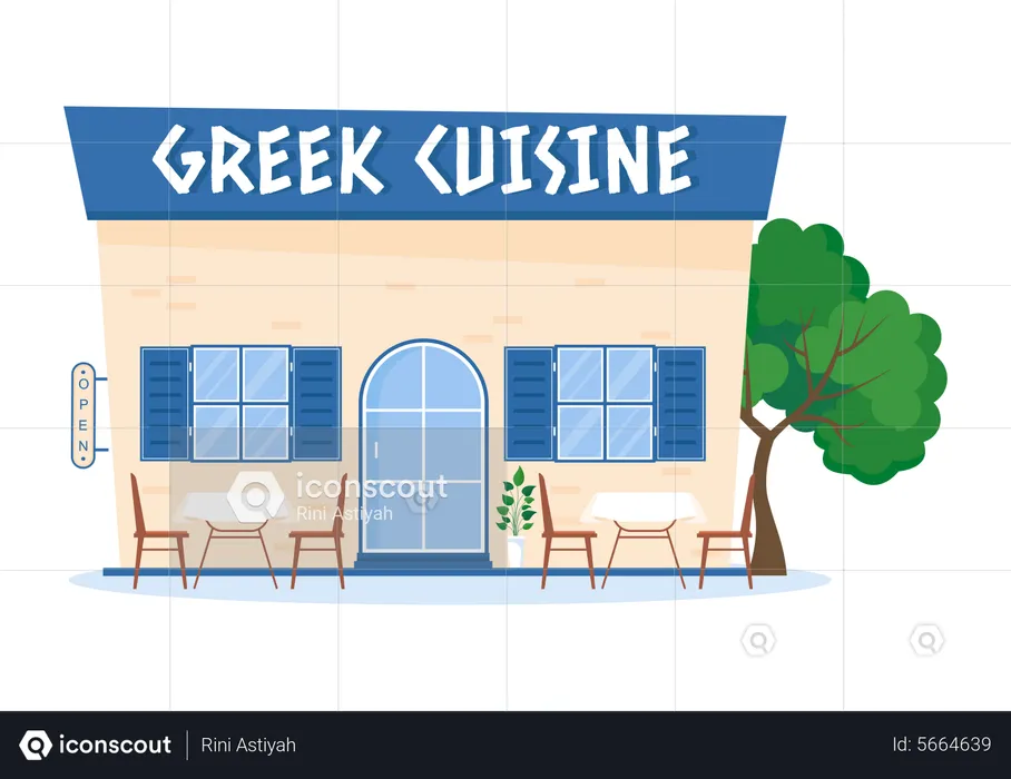 Greek cuisine restaurant  Illustration