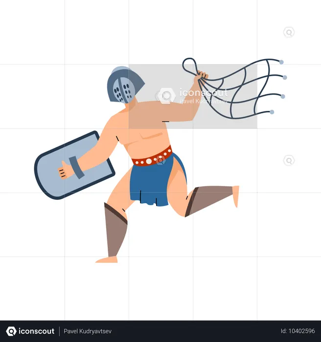 Greek or Roman ancient warrior armed with net  Illustration